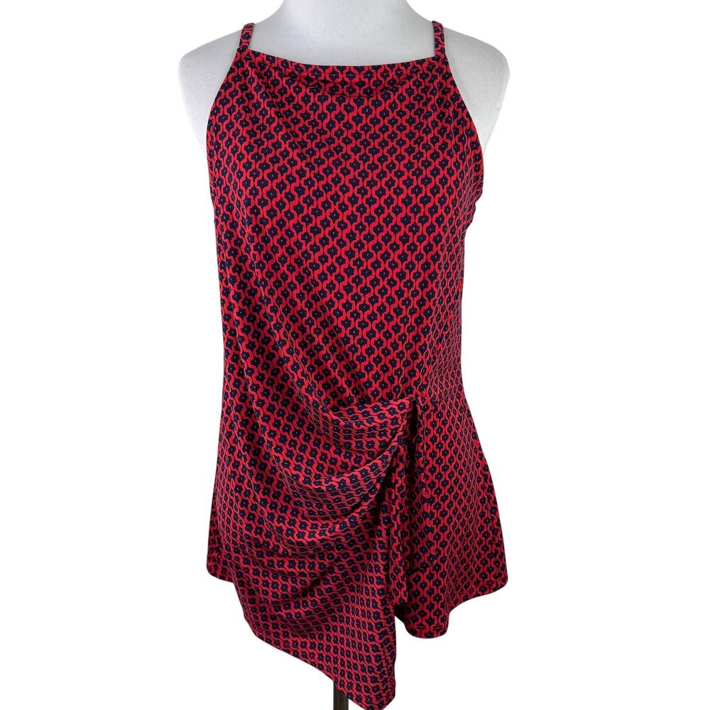Banana Republic Red & Blue Geometric Print Sleeveless Tank Shirt Size Small